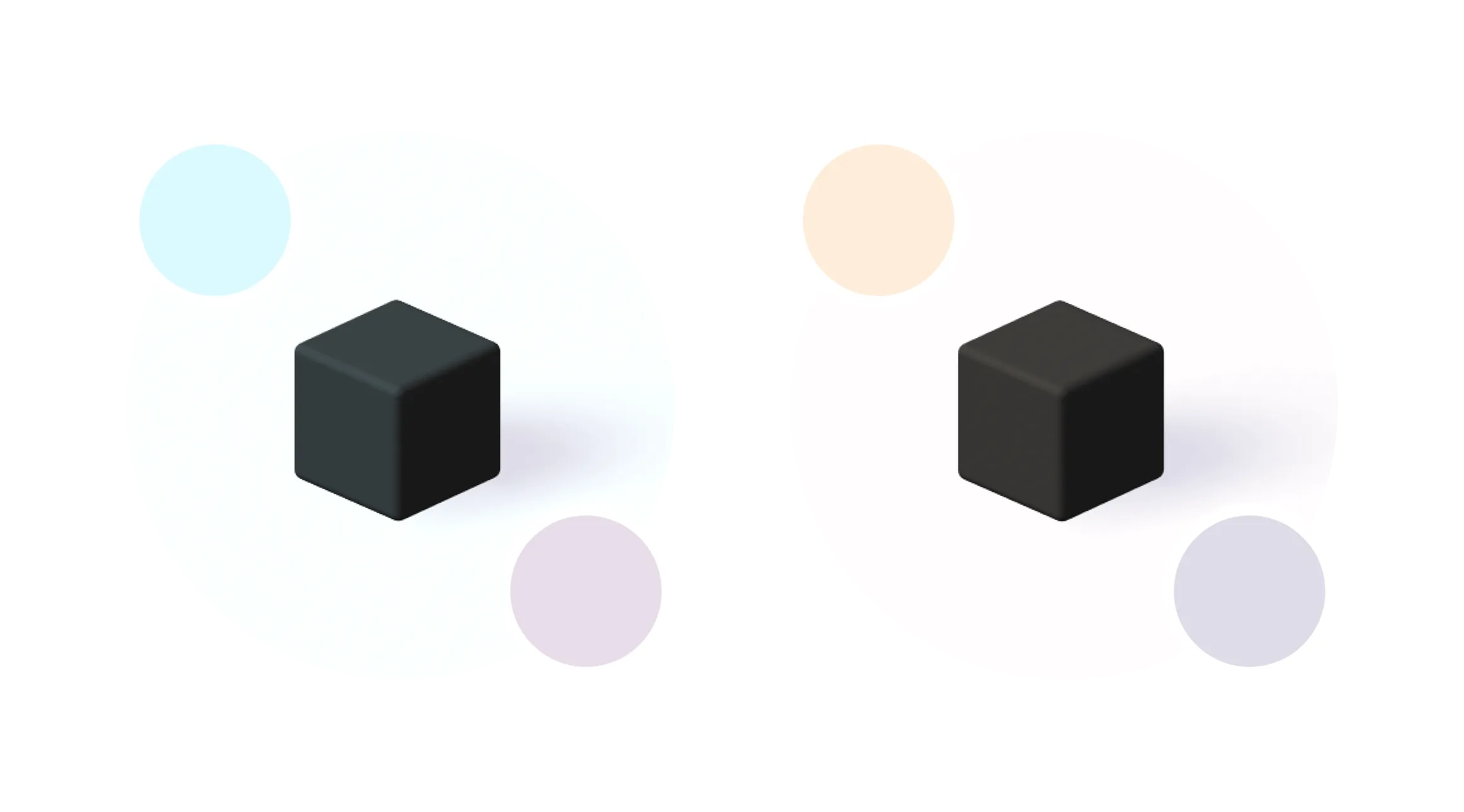 Two cubes. One is highlighted with warm light source. This cube casts cool shadow. Another cube is highlighted with cool light source. This cube casts warm shadow.